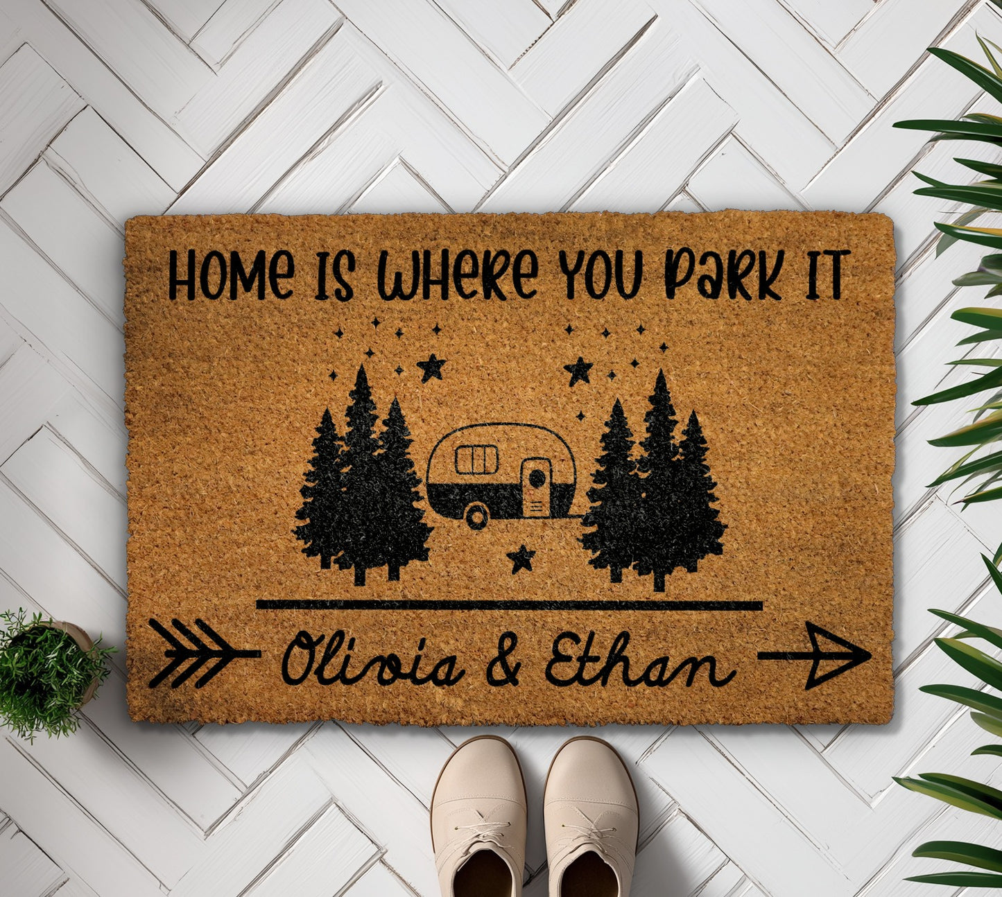 Personalized Camper Doormat, Ideal for Camping Lovers and Travelers.