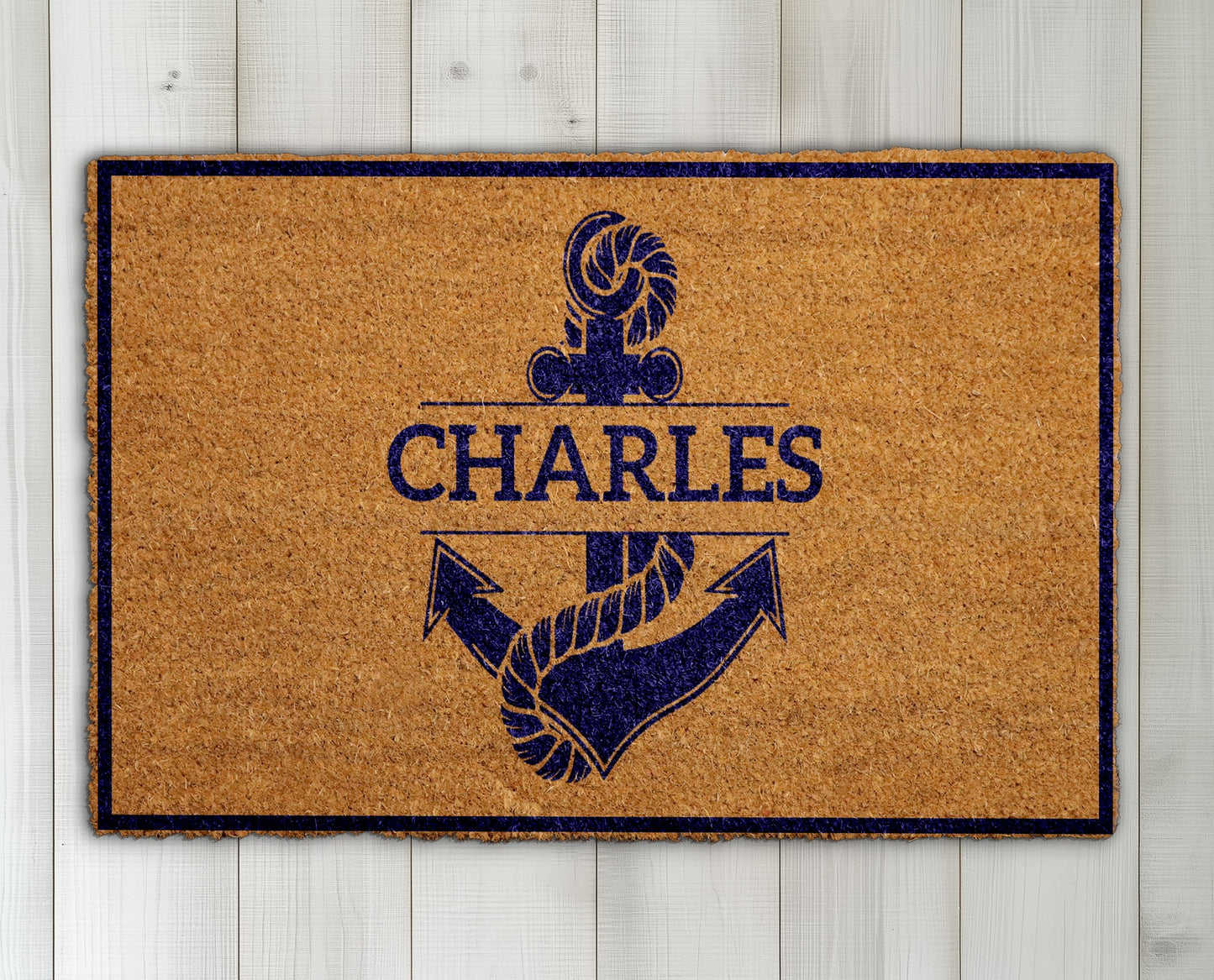 Custom Anchor Doormat, Personalized Nautical Welcome Mat, Coastal Home Decor