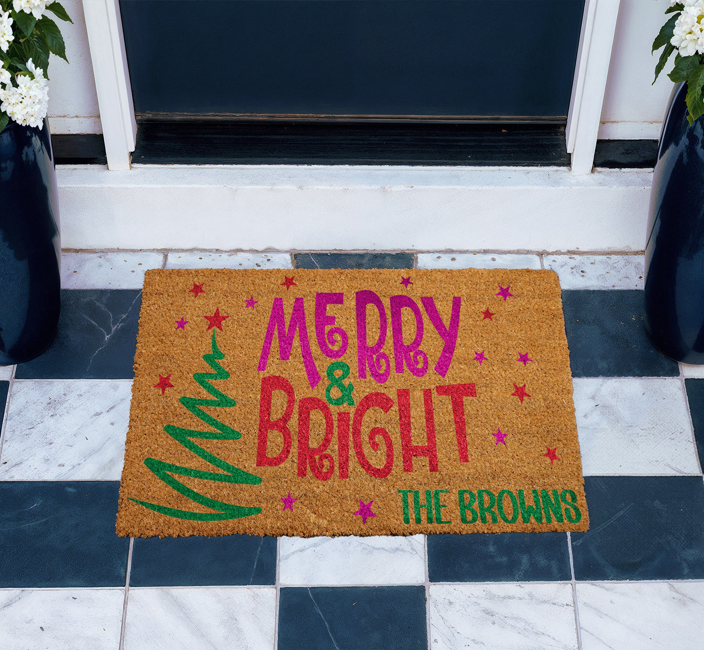 Custom Family Name Christmas Doormat, Festive Home Entrance Decor!