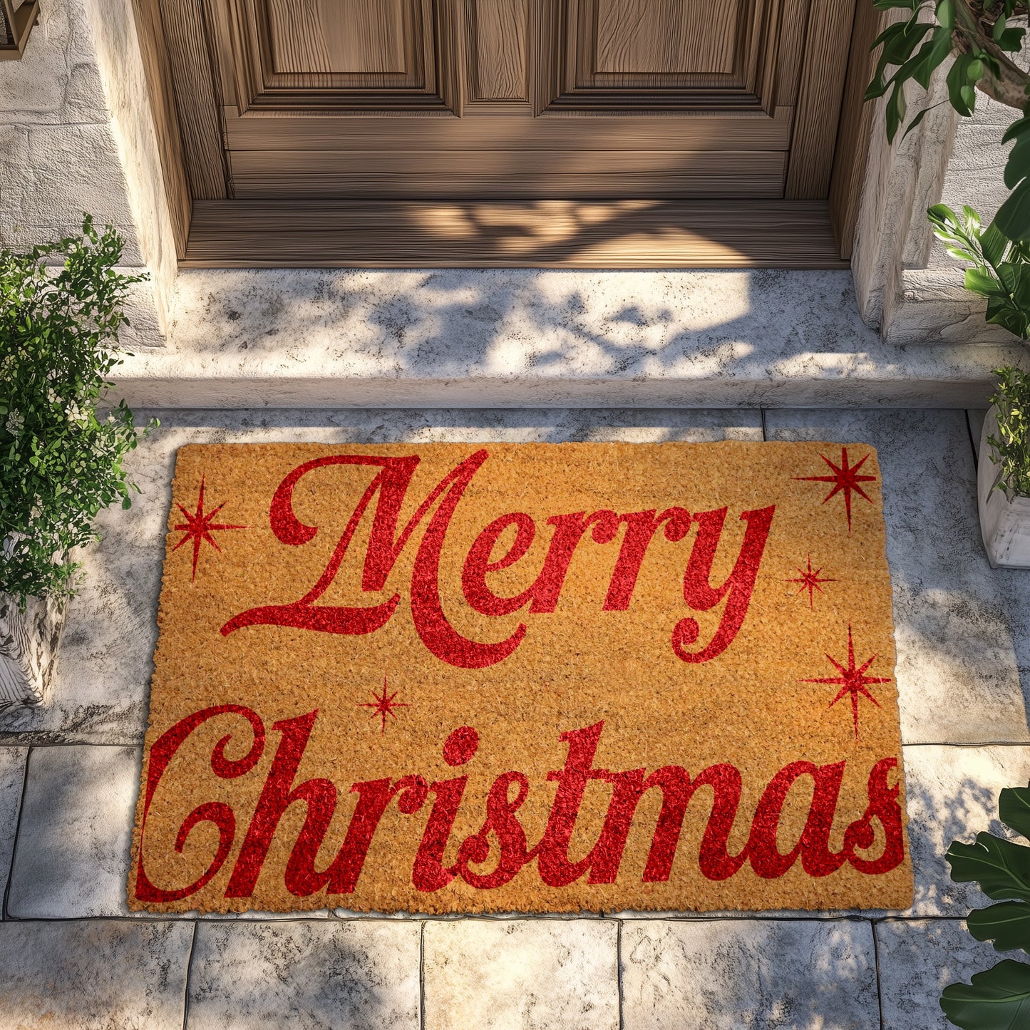 Festive Red Lettering Doormat, Perfect for Holiday Season Home Decor