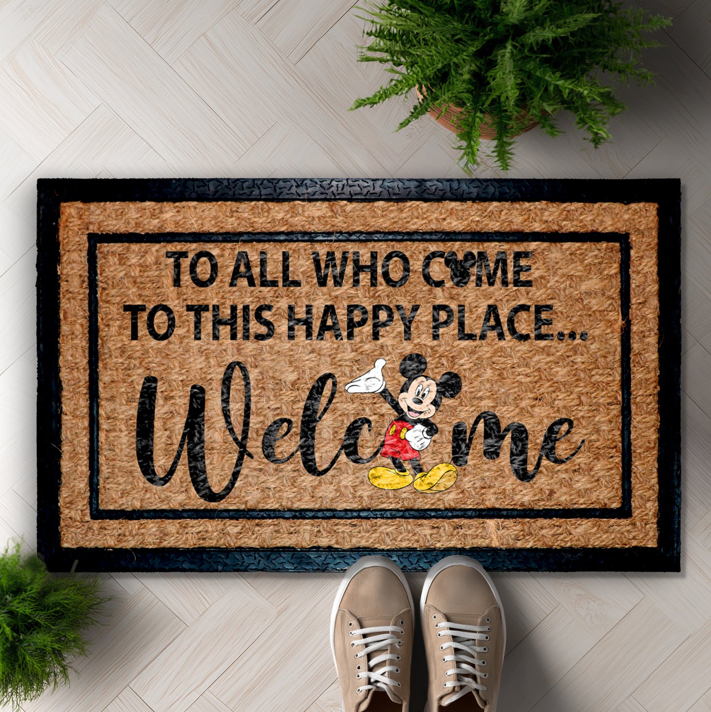 Mickey Doormat: Disney Fan's Happy Place Welcome, New Home Gift