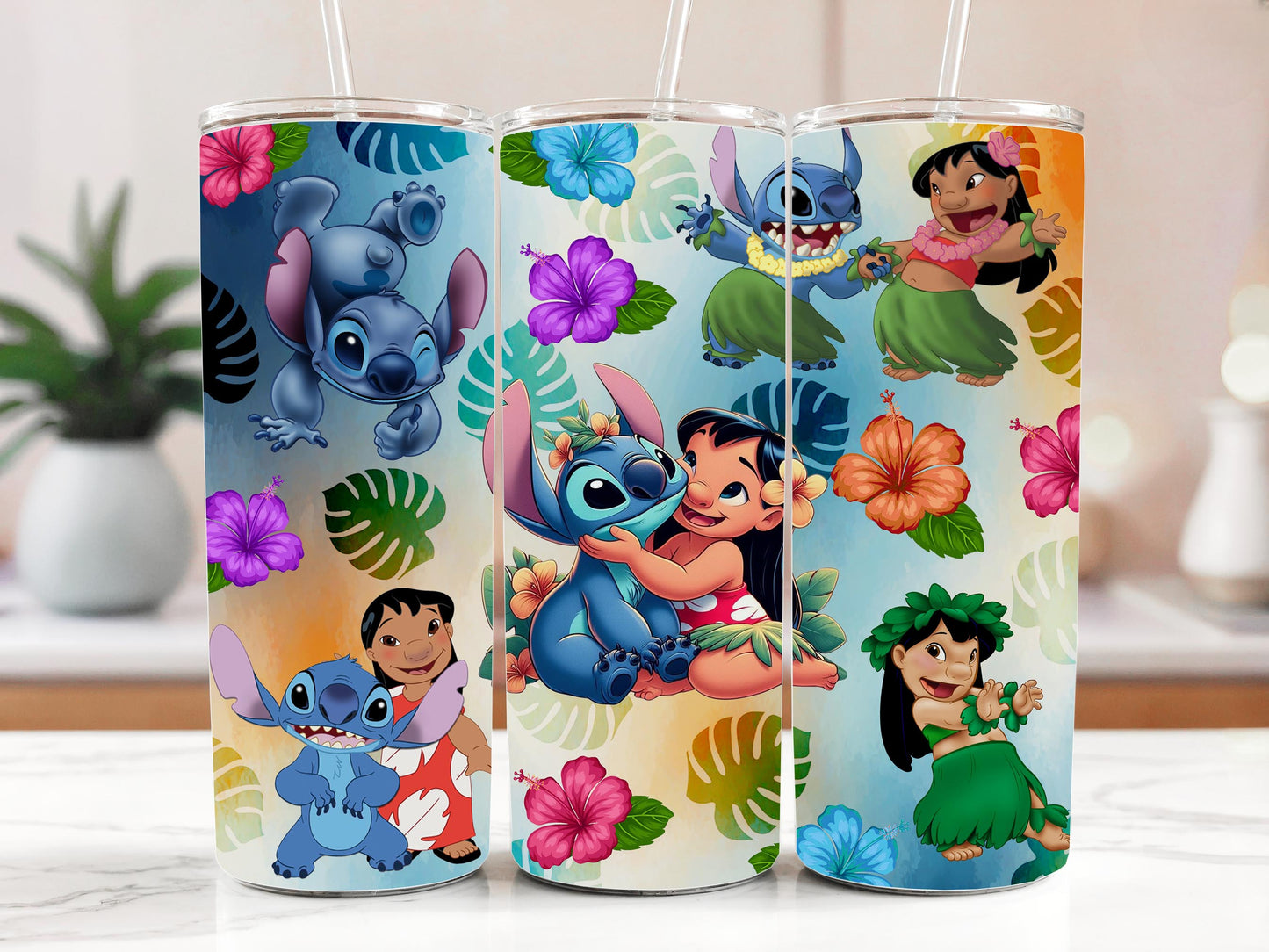 Ohana Tumbler: Disney Inspired Best Friends Travel Mug, Hawaiian Themed