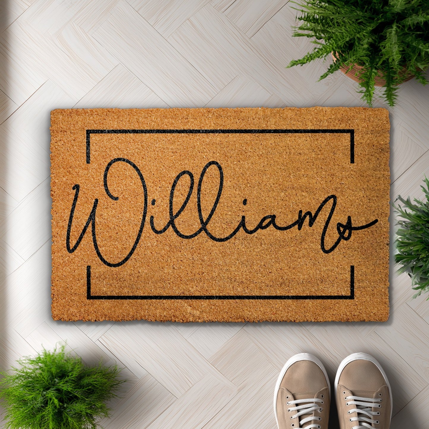 Custom Script Font Doormat: Unique Housewarming Gift for Front Porch
