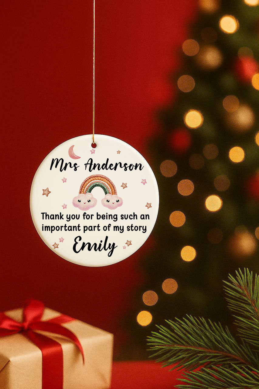Express Gratitude with Personalized Teacher Ceramic Ornament, a Meaningful Gift