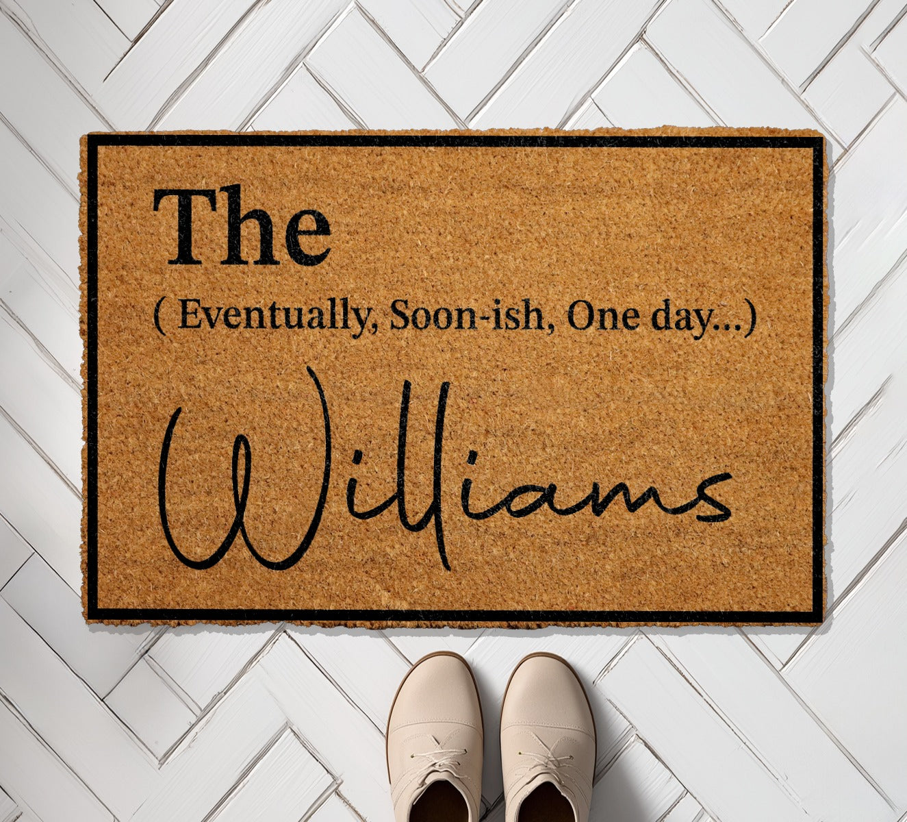 Custom Funny Welcome Mat, Personalized Family Coco Rug, Cute Decor