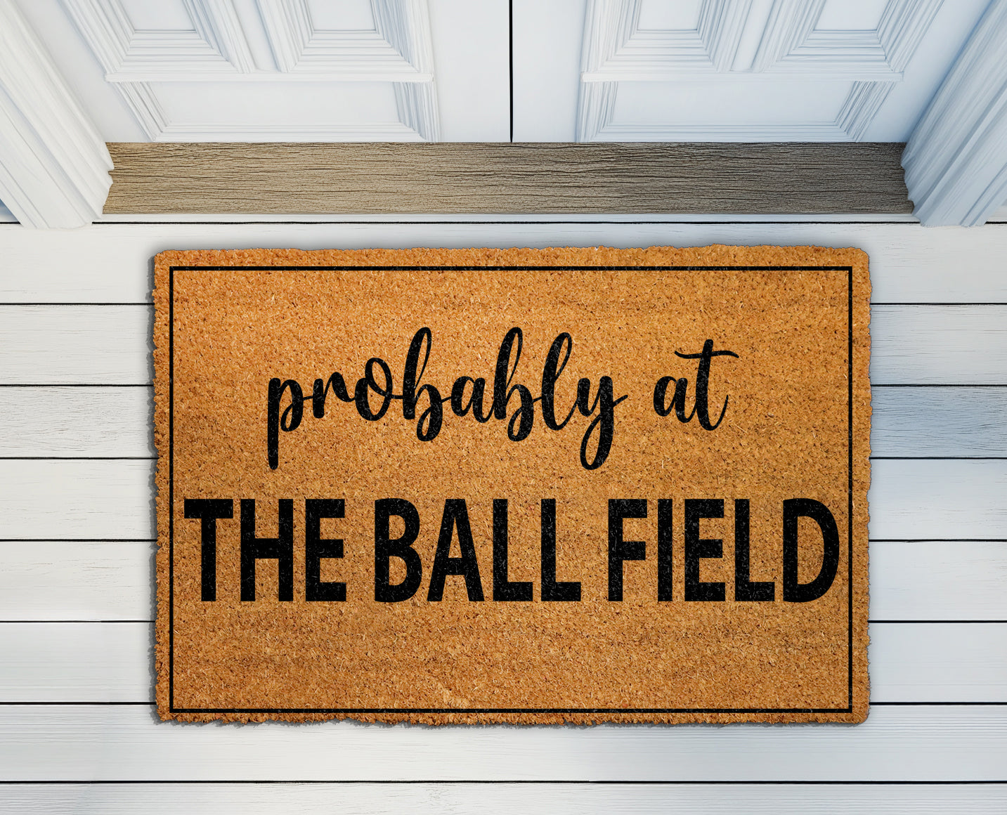 Sports Fan Baseball Mom Doormat, Stylish Softball Front Porch Rug