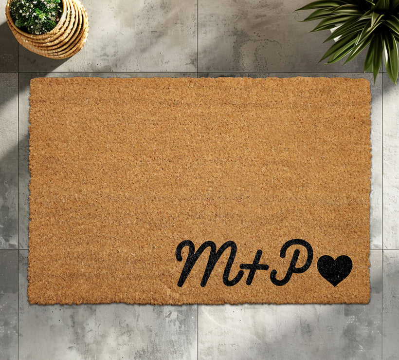 Personalized Couple Doormat, Anniversary Gift, Cute Porch Rug, Farmhouse Mat