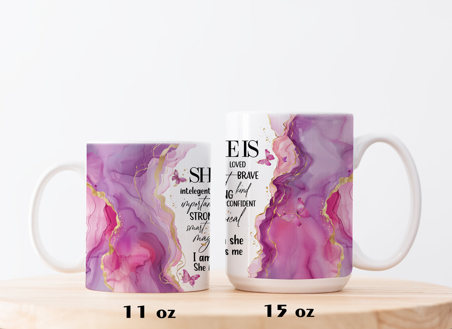 Empowerment in a Mug: Strong, Smart, Kind - Marble Theme