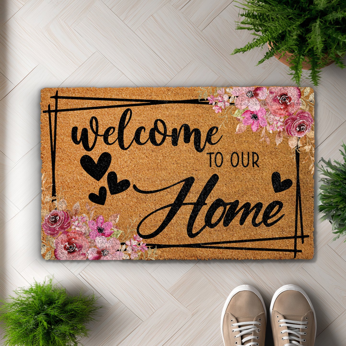 Charming Pink Rose Doormat, Heartwarming Entrance Décor and Ideal Gift