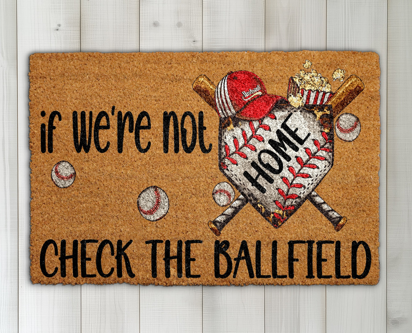Home or Ballfield? Baseball Lover's Funny Welcome Mat.