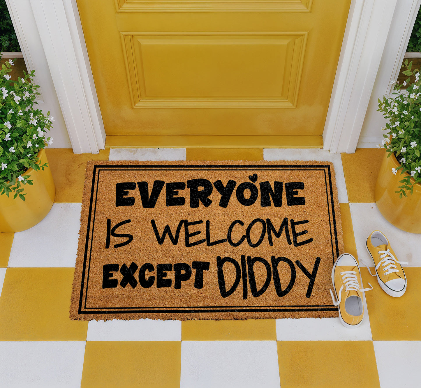Rapper quote welcome mat, sarcastic housewarming decor for front porch