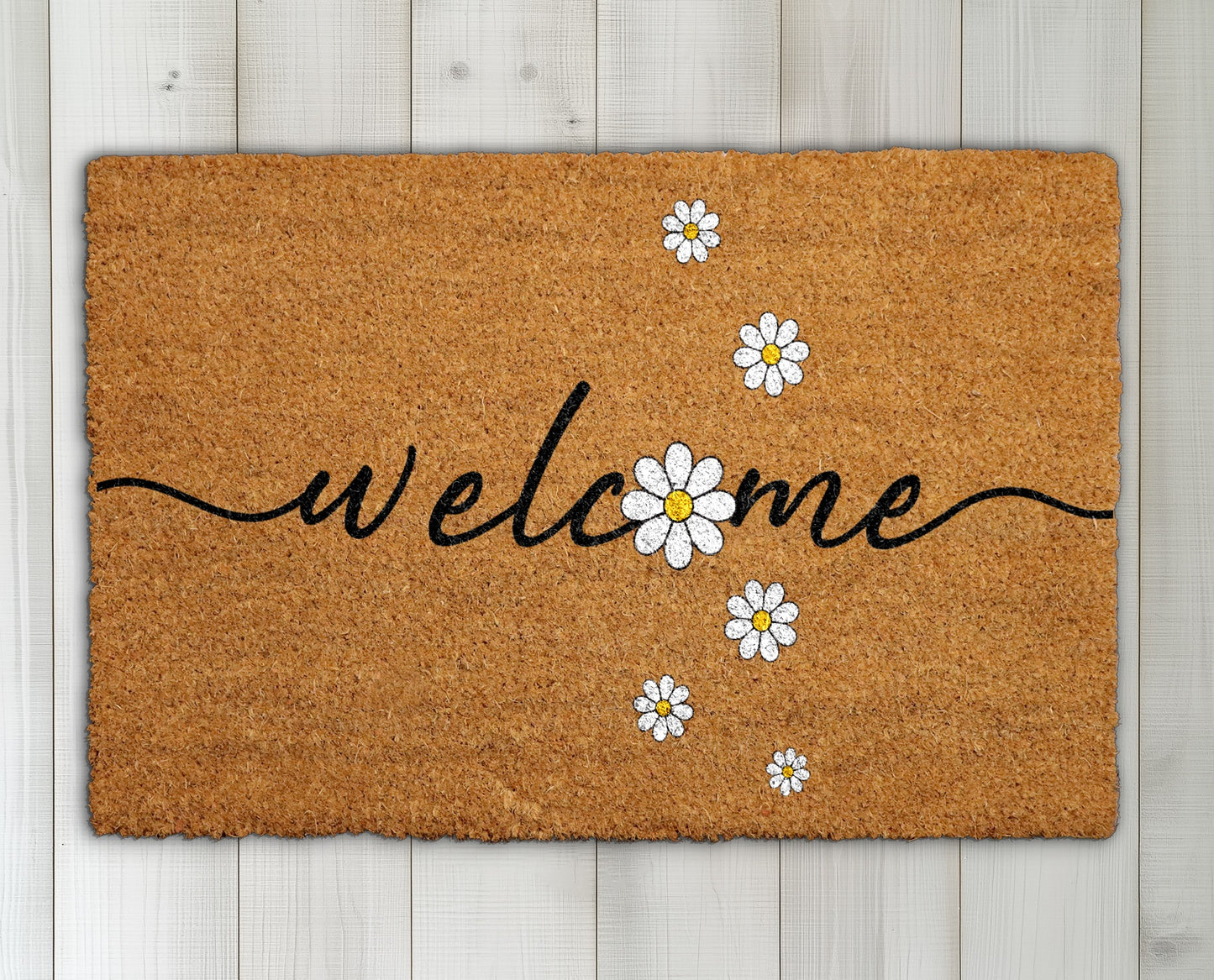 Spring Daisy Doormat: Floral Welcome for Farmhouse Porch Decor