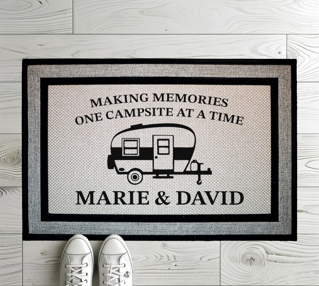 Personalized Campsite Memories Doormat, Custom RV Decor, Camping Gift
