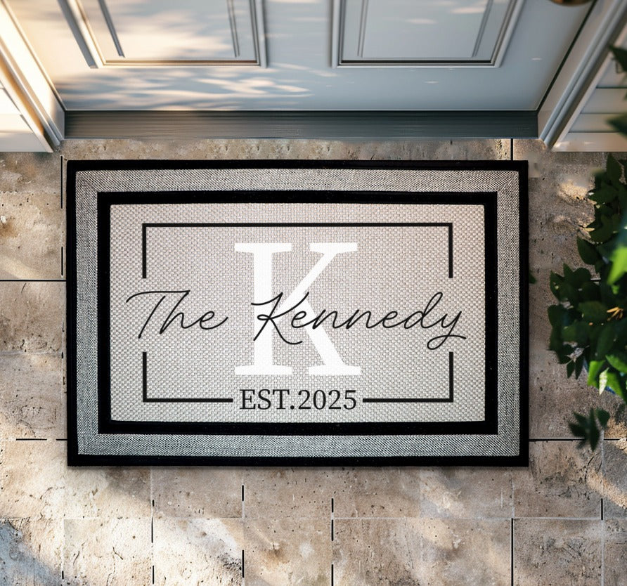 Personalized Last Name Doormat, Initial Welcome Mat, Anniversary Couple Gift