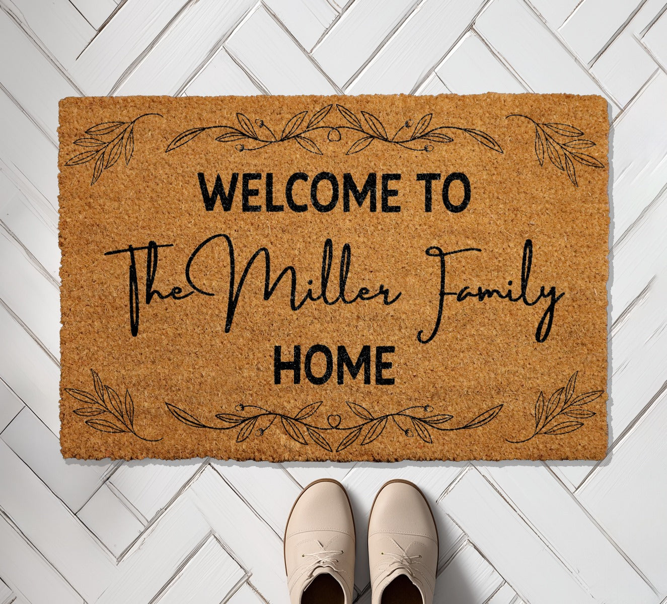 Personalized Family Name Doormat, Custom Last Name Front Porch Decor
