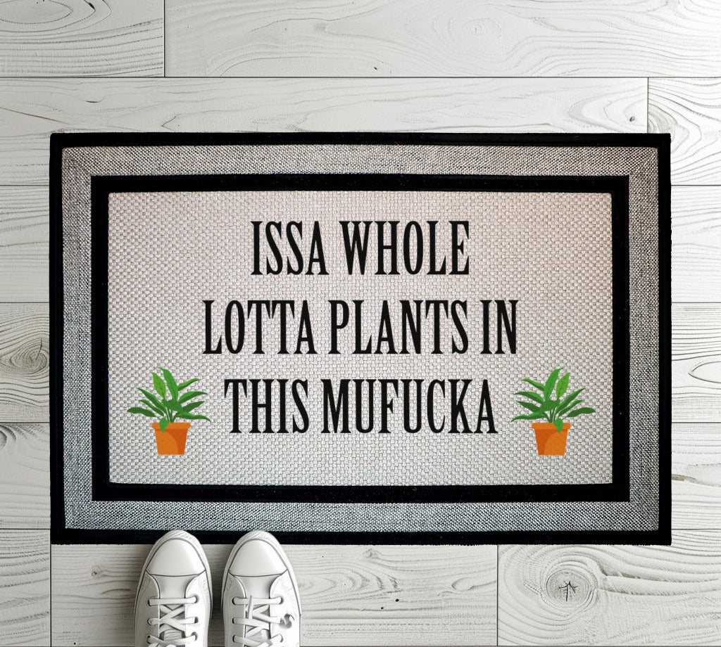 Botanical Welcome Mat, Funny Plant Lover Rug for Patio Decor