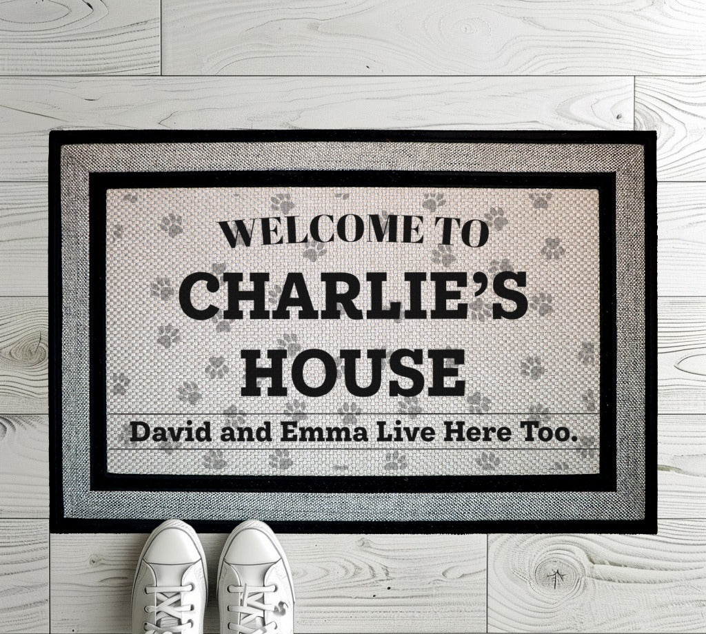 Personalized Pet House Doormat, Funny Welcome Mat for Pet Lovers