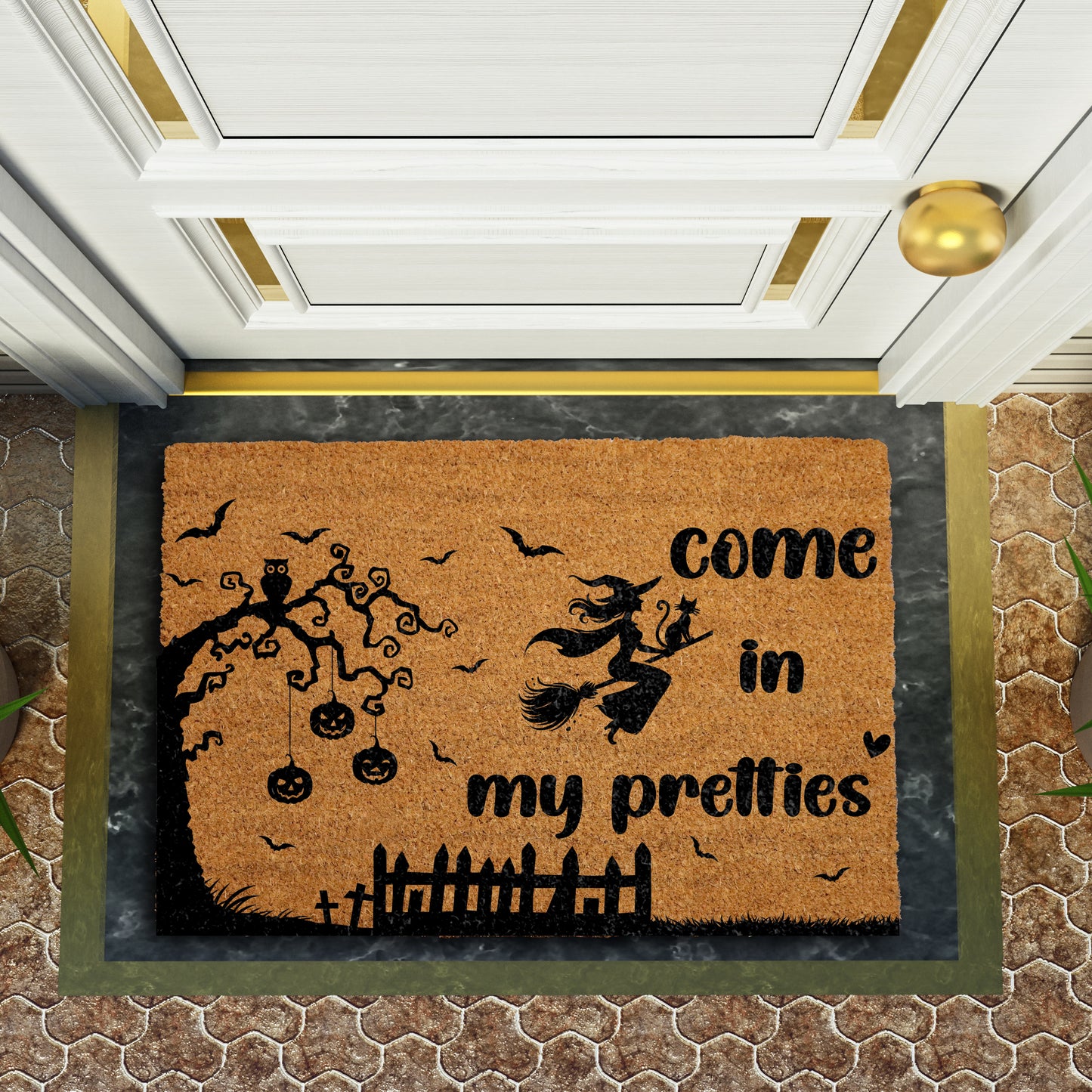 Witch Welcome: Spooky Season Doormat, Funny Housewarming Gift Decor
