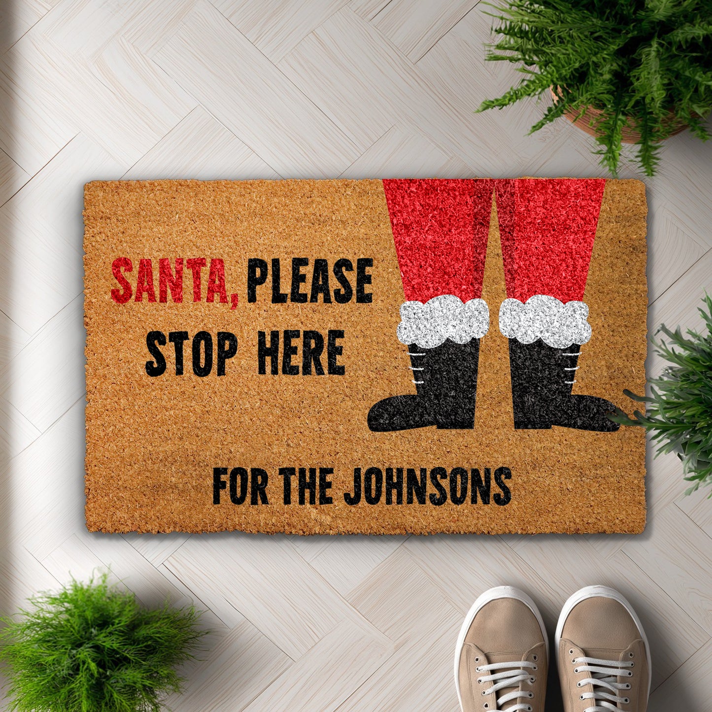 Custom Santa Welcome Mat for Festive Xmas Front Porch Decor