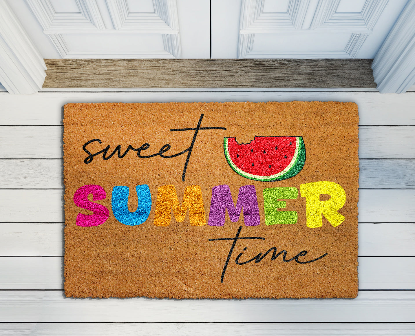 Cheerful Summer Vibes: Colorful, Funny Watermelon Doormat, Sweet Welcome!