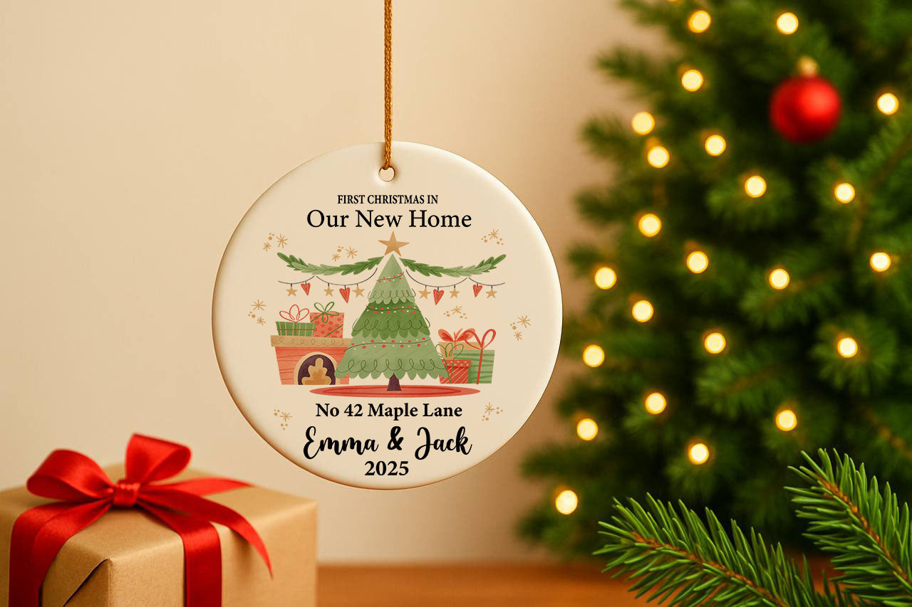 First Christmas in Our New Home Ornament, Newlywed Gift, Ceramic Ornament