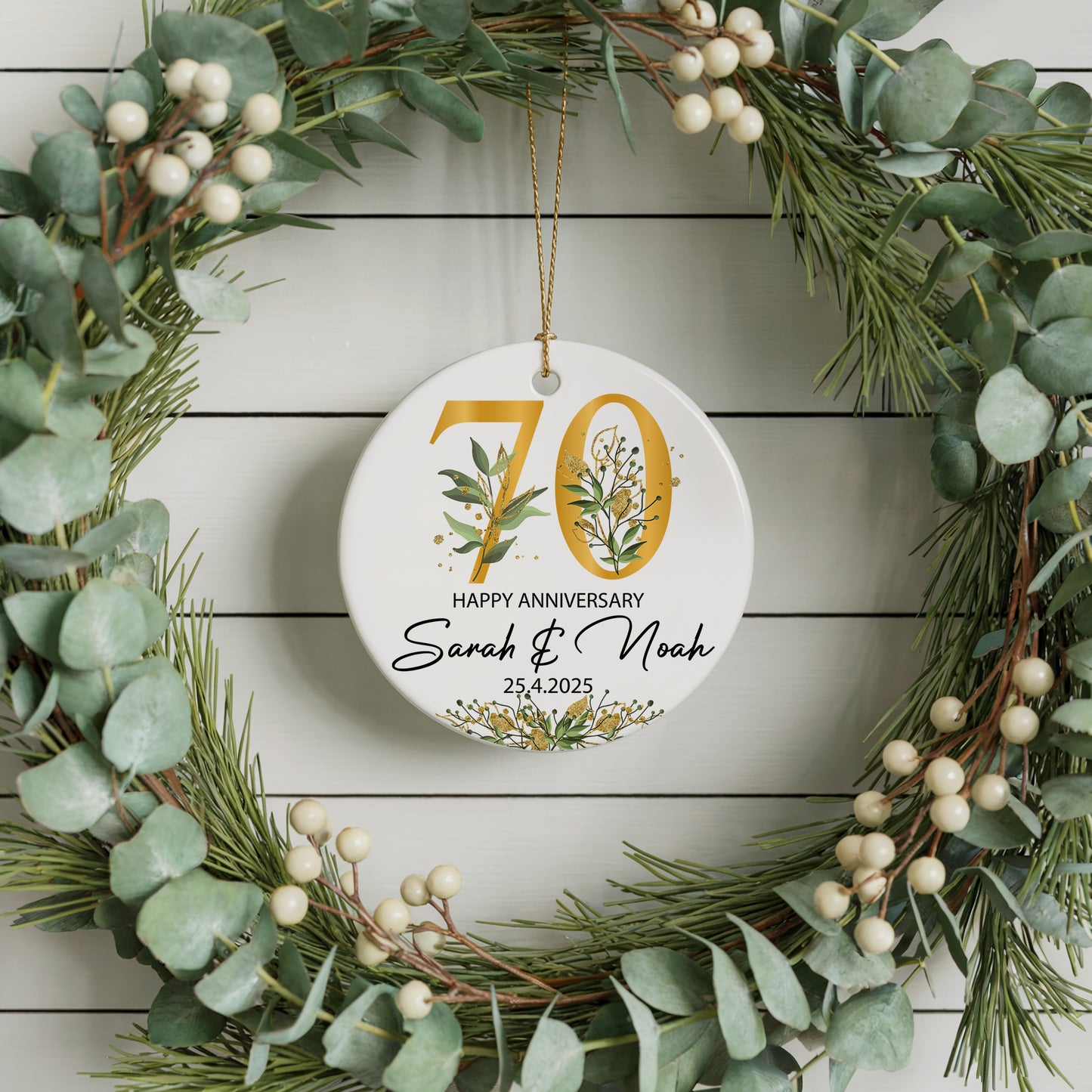 Personalized Floral Anniversary Ornament, Romantic Marriage Keepsake