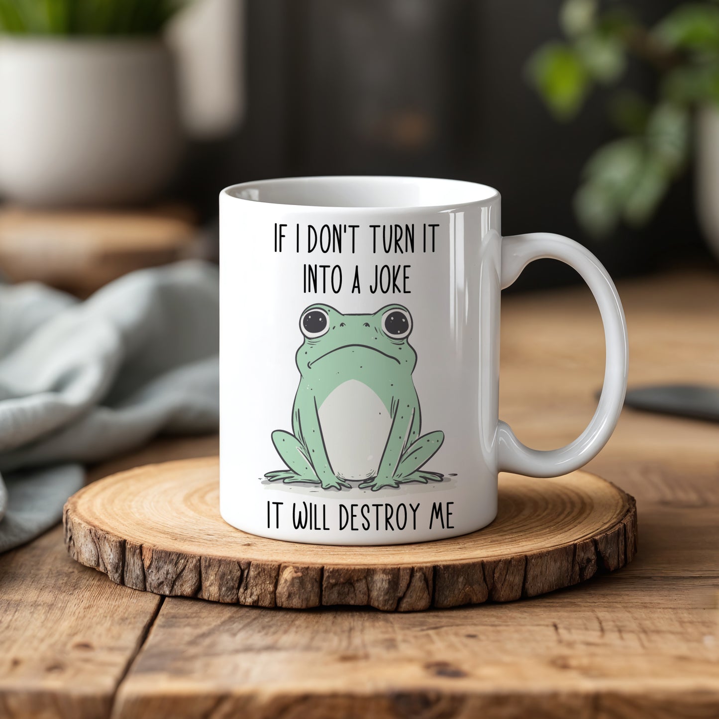 Sarcastic Humour Frog Mug, Funny Mental Health Cup, Hilarious Ceramic