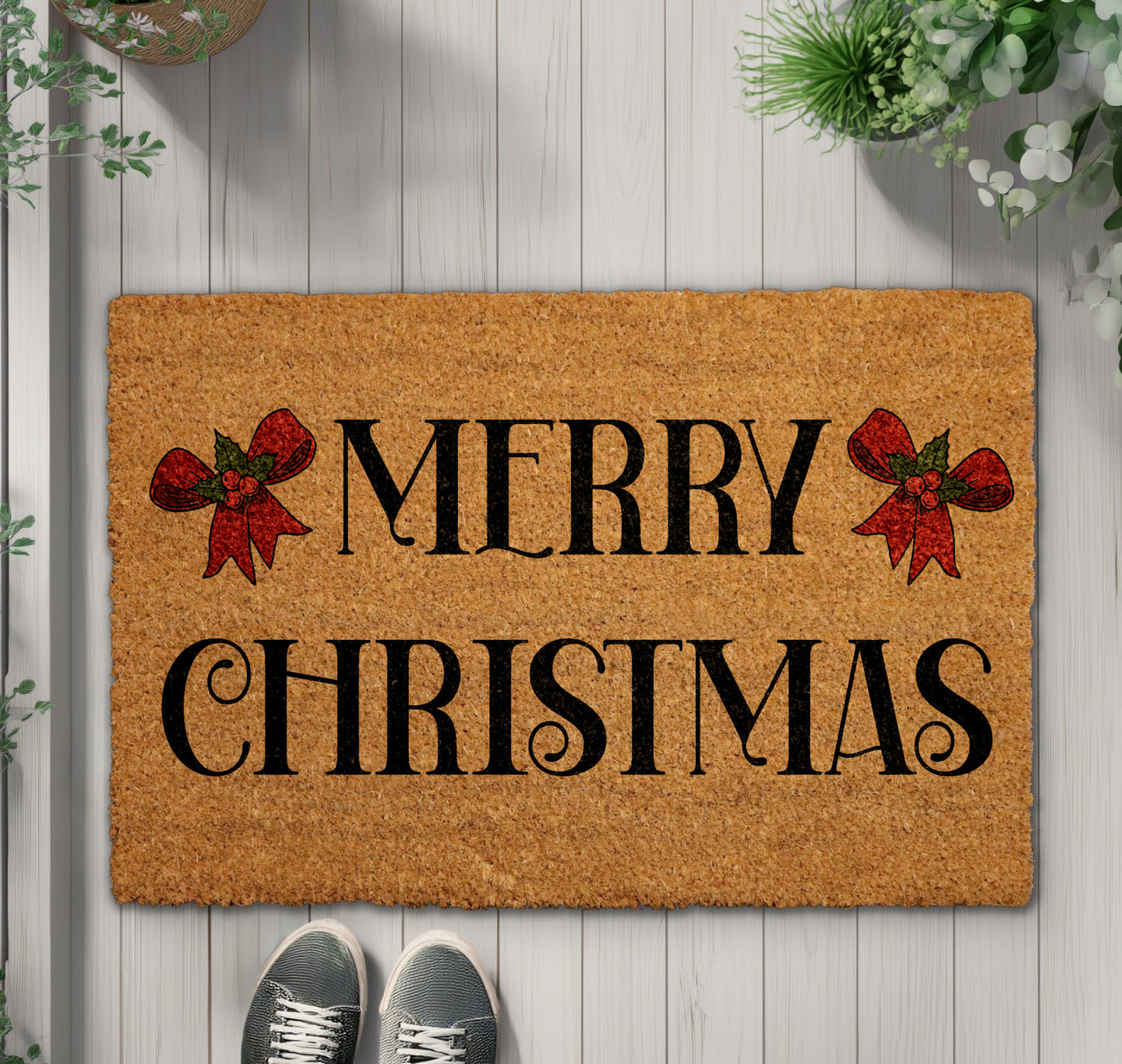 Cute Merry Christmas Doormat, Festive Xmas Home Decor, Winter Rug
