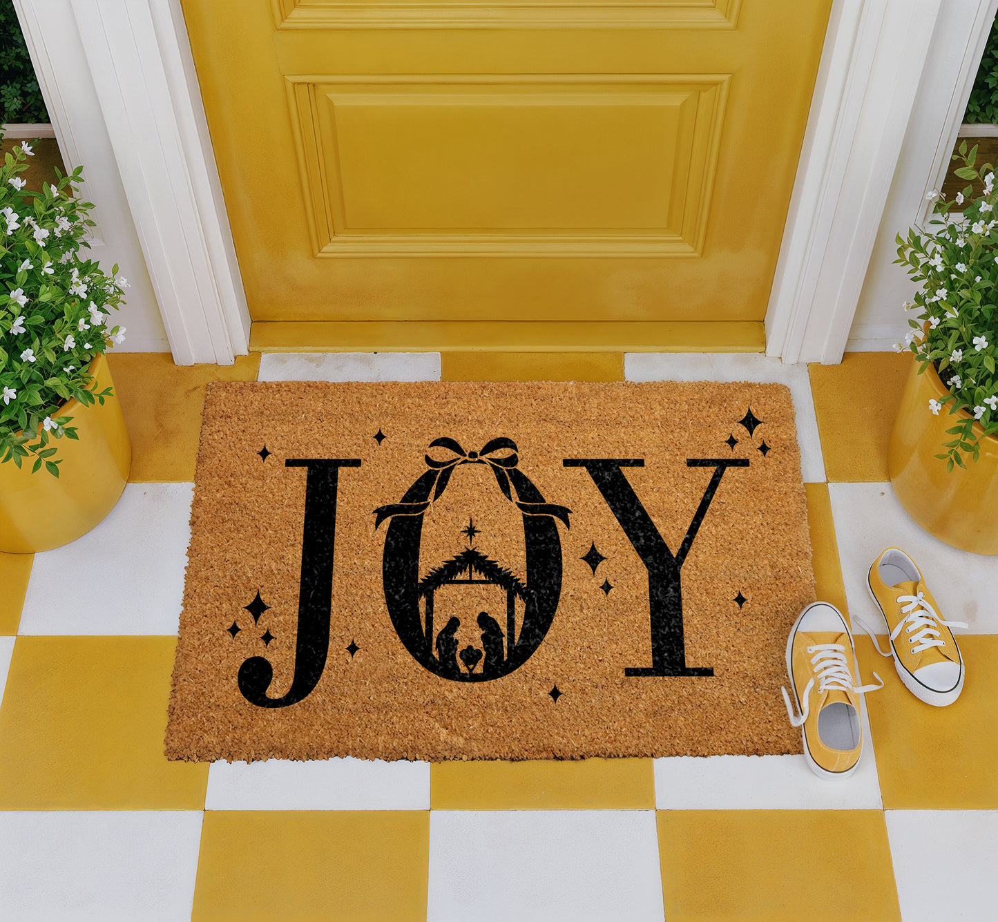 Spread Joy with Religious Nativity Scene Doormat, Perfect Holiday Decor