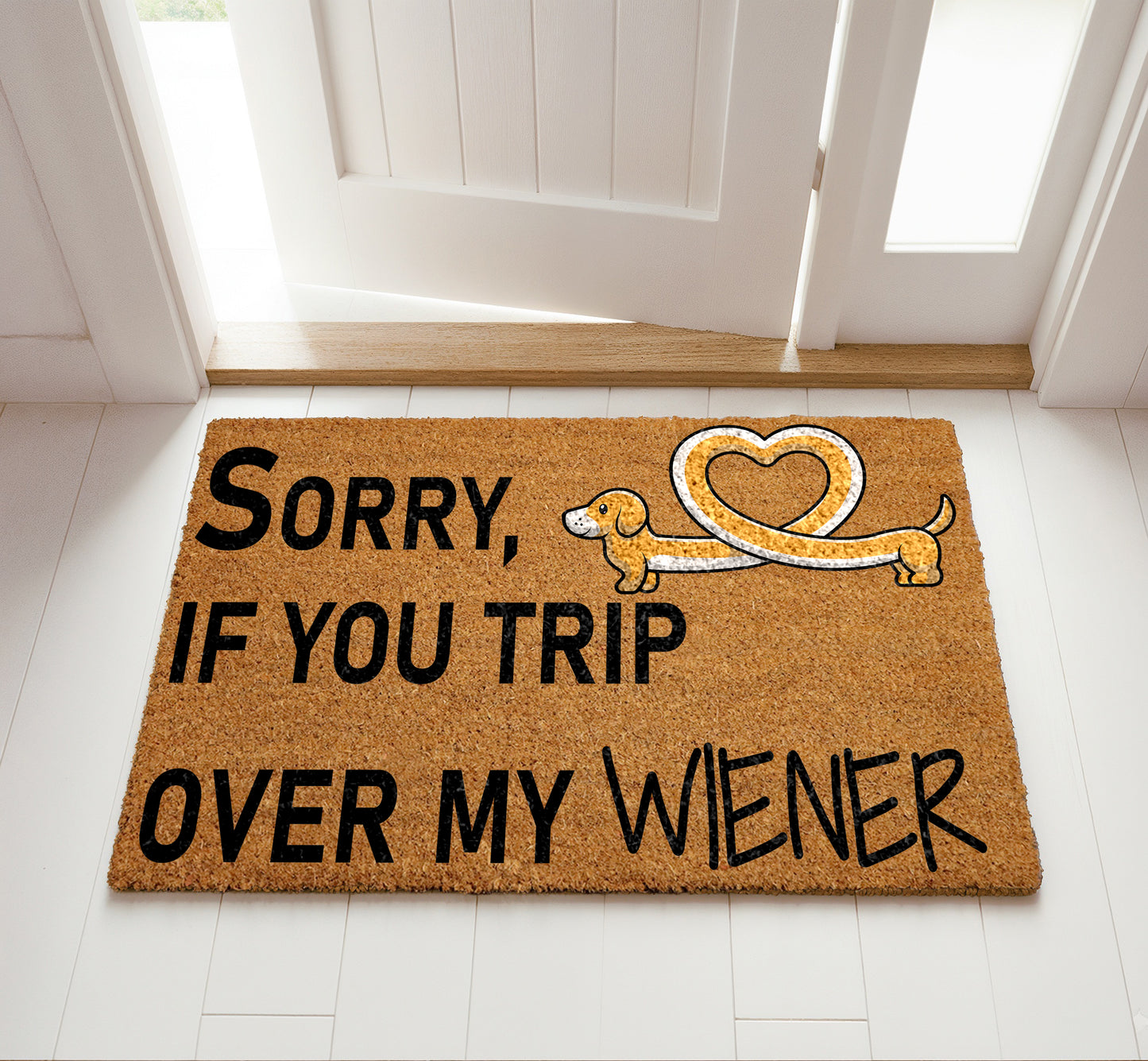 Funny Dachshund doormat, humorous home decor for dog lovers