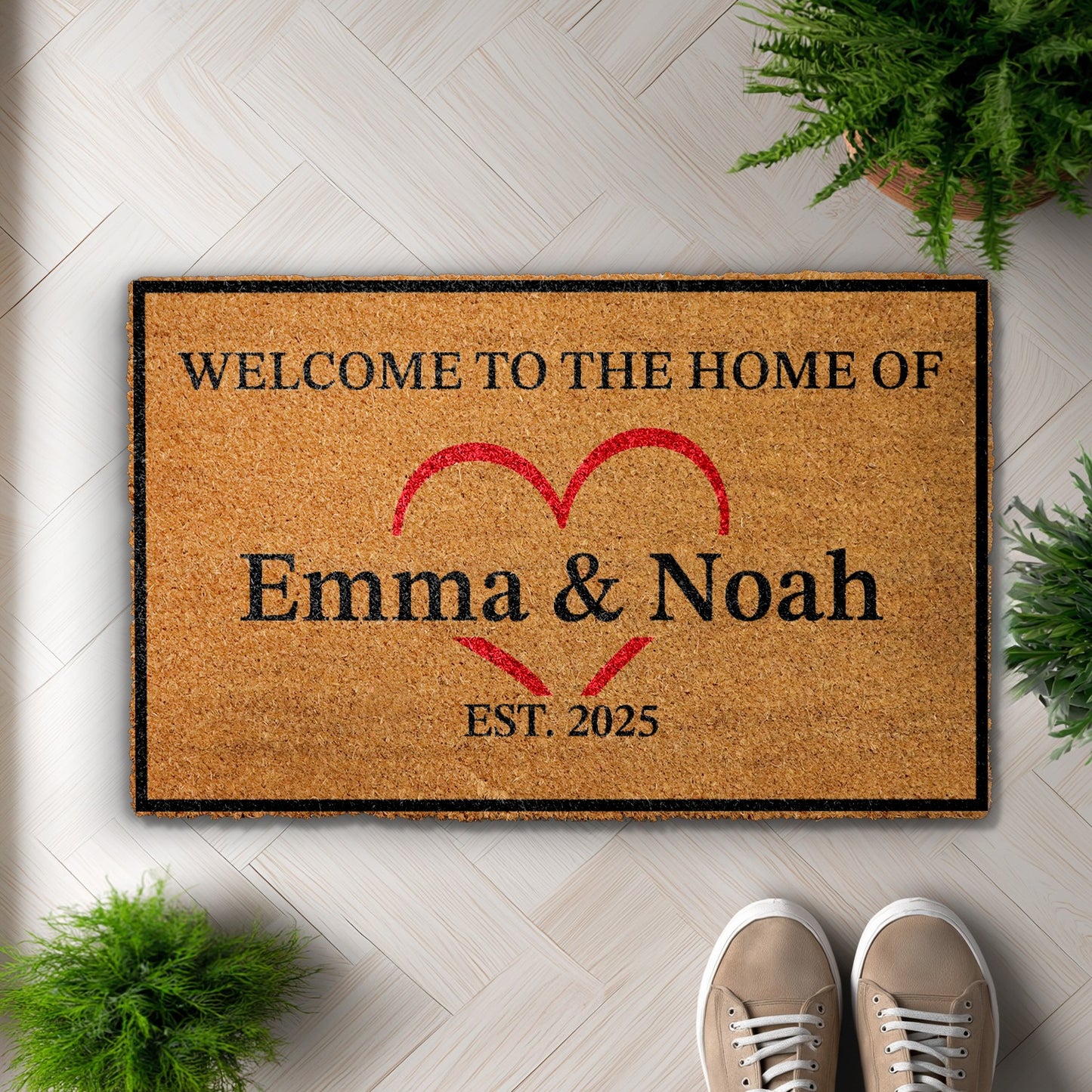 Personalized Couple Doormat, Custom Family Front Porch Decor & Gift