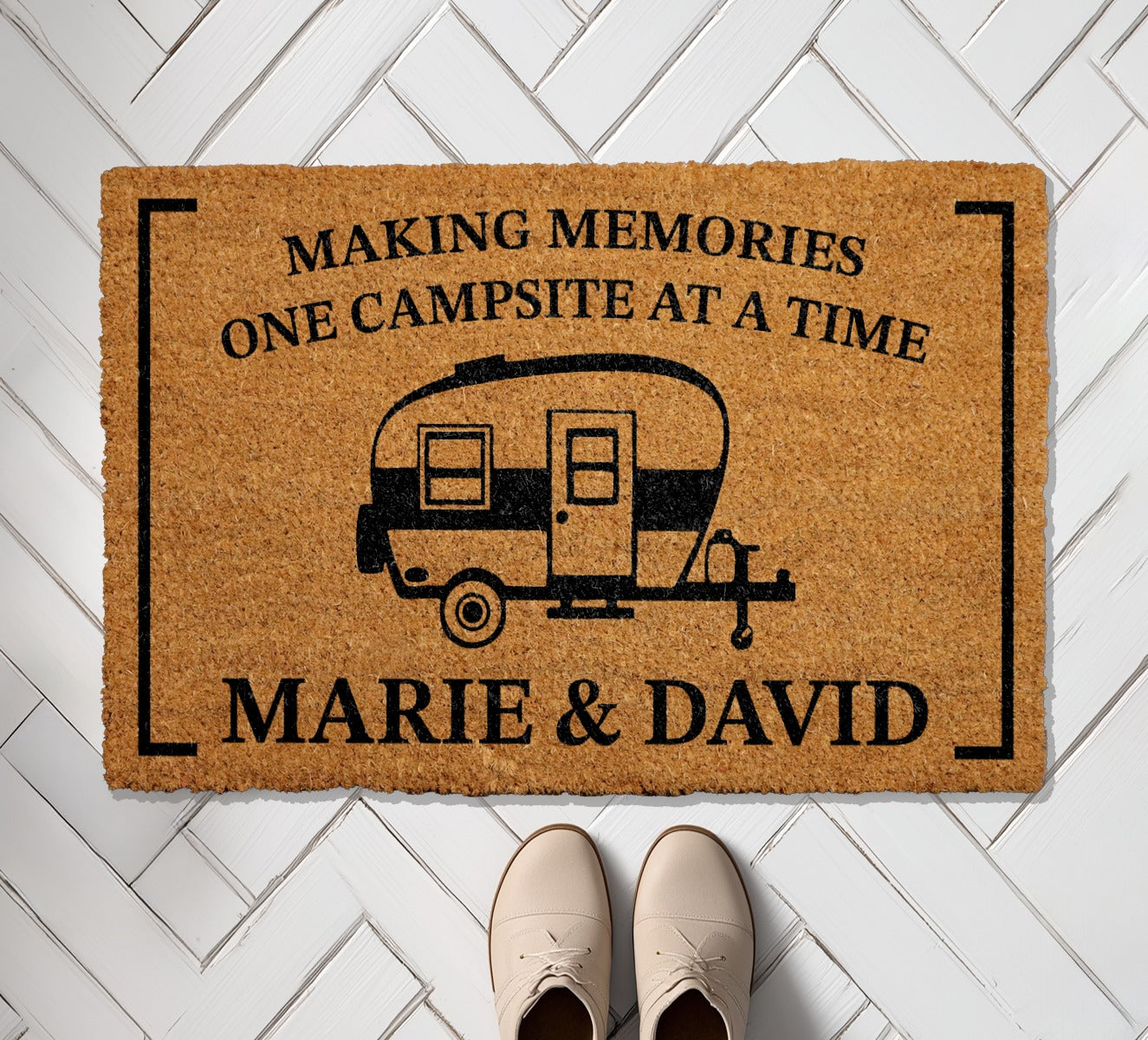 Personalized Couples RV Mat: Making Memories, Camping Family Glamping Decor