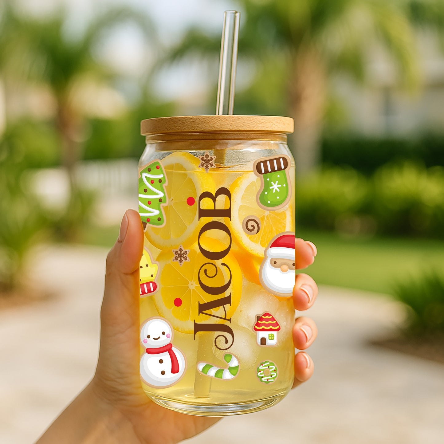 Custom Christmas Icons Tumbler, Festive Holiday Drinkware, Santa Snowman Cup