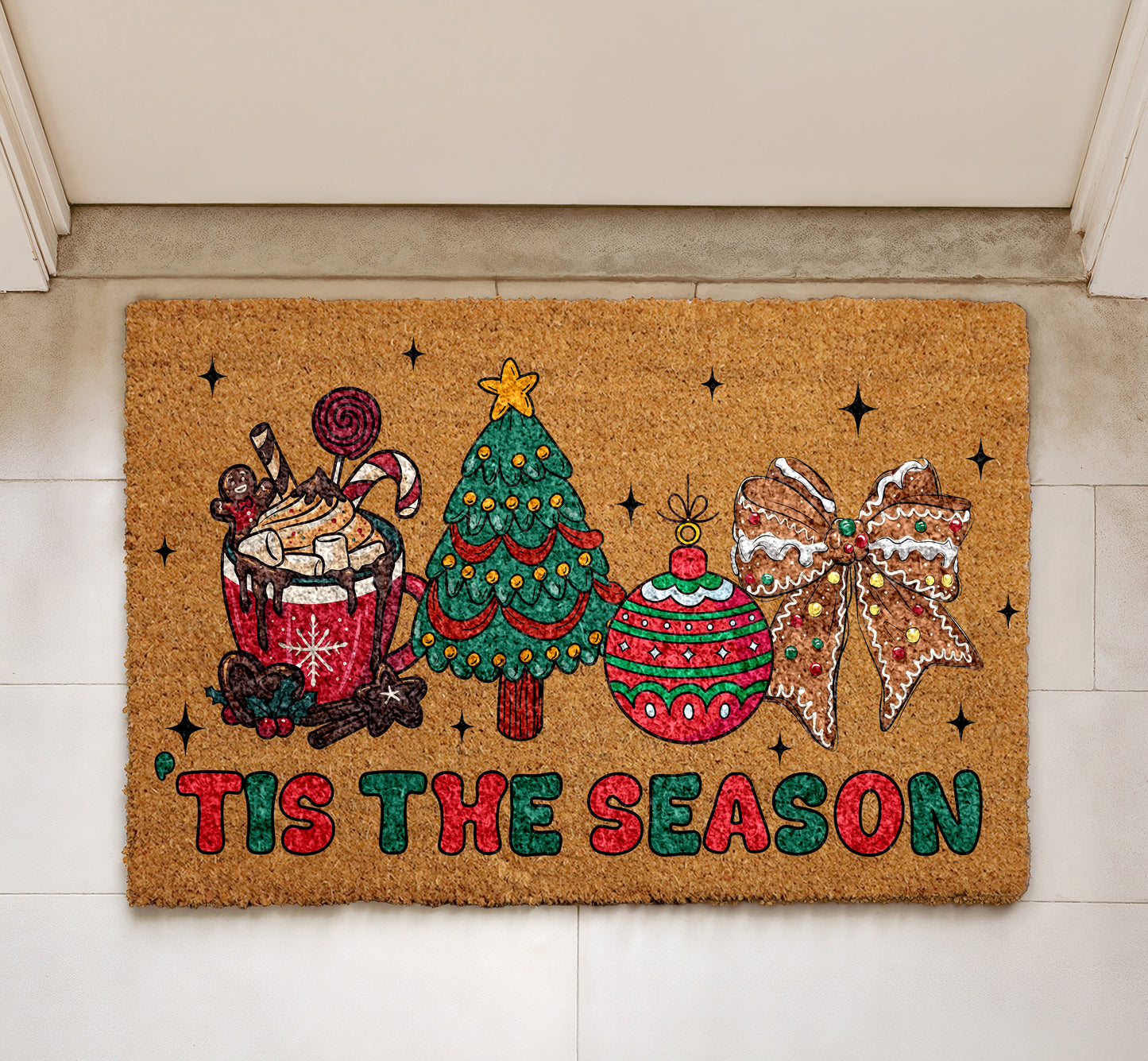 Festive Xmas Doormat, Winter Welcome Mat, Funny Holiday Decor