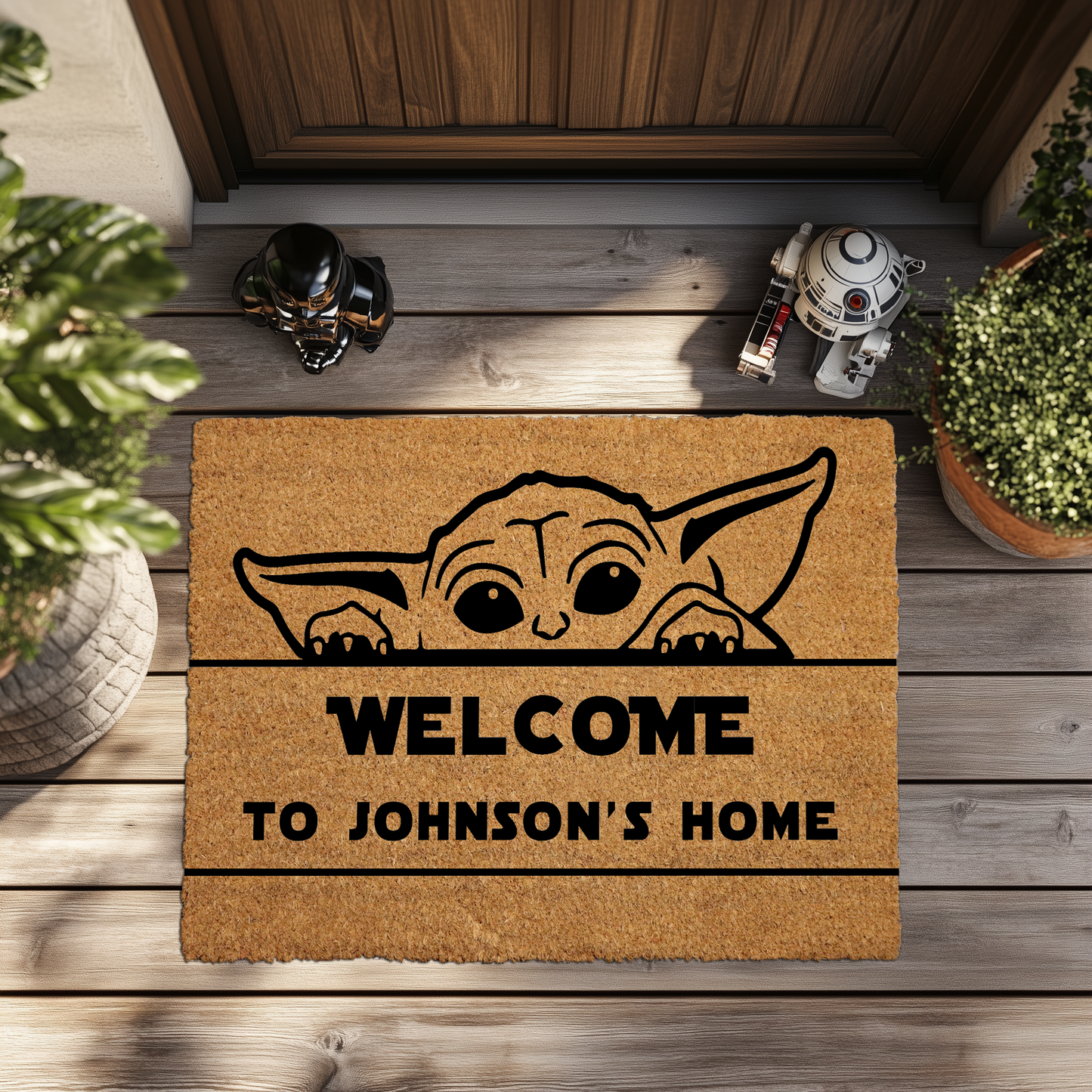 Charming Baby Yoda Doormat, Welcoming Home Decor, Farmhouse Entryway Mat