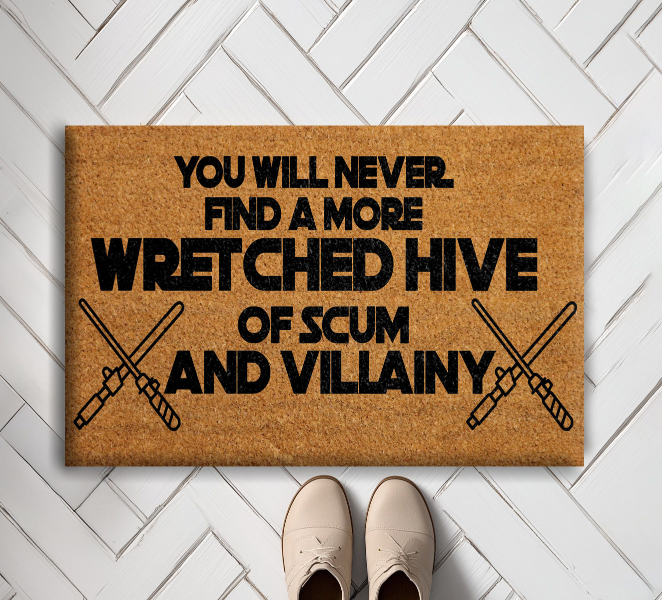 Star Wars Fan Coir Door Mat, Lightsaber Floor Rug, Movie Quote Mats