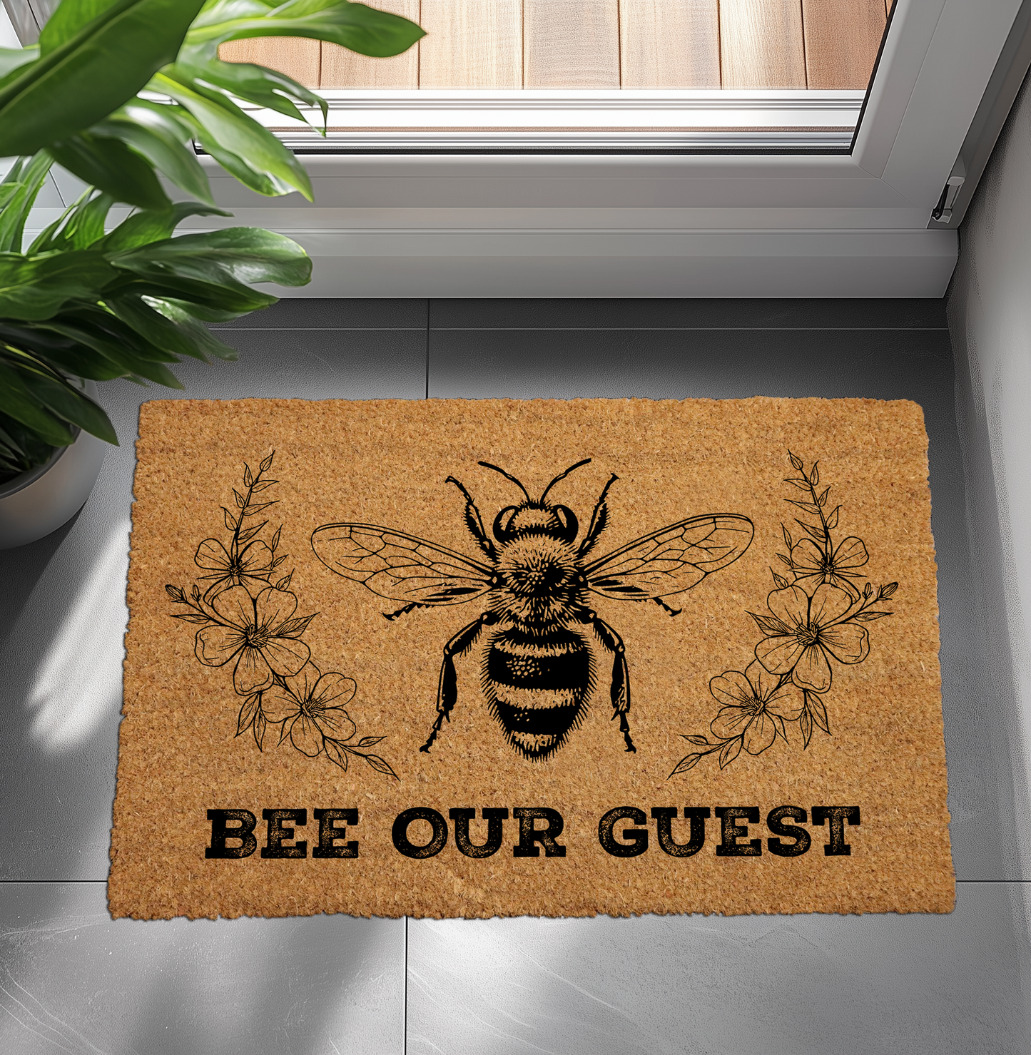 Bee Our Guest: Cute Honey Bee Doormat for Outdoor Decor