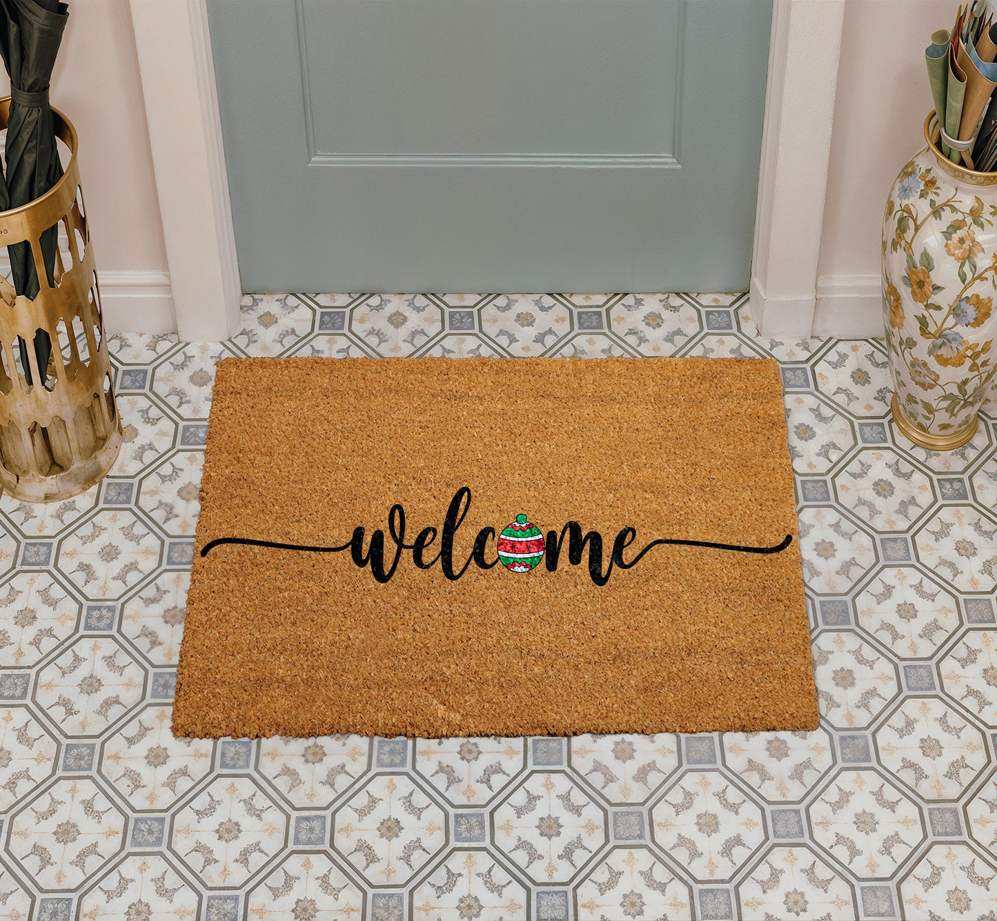 Festive Front Door Mat: Christmas Welcome for Cozy Winter Decor