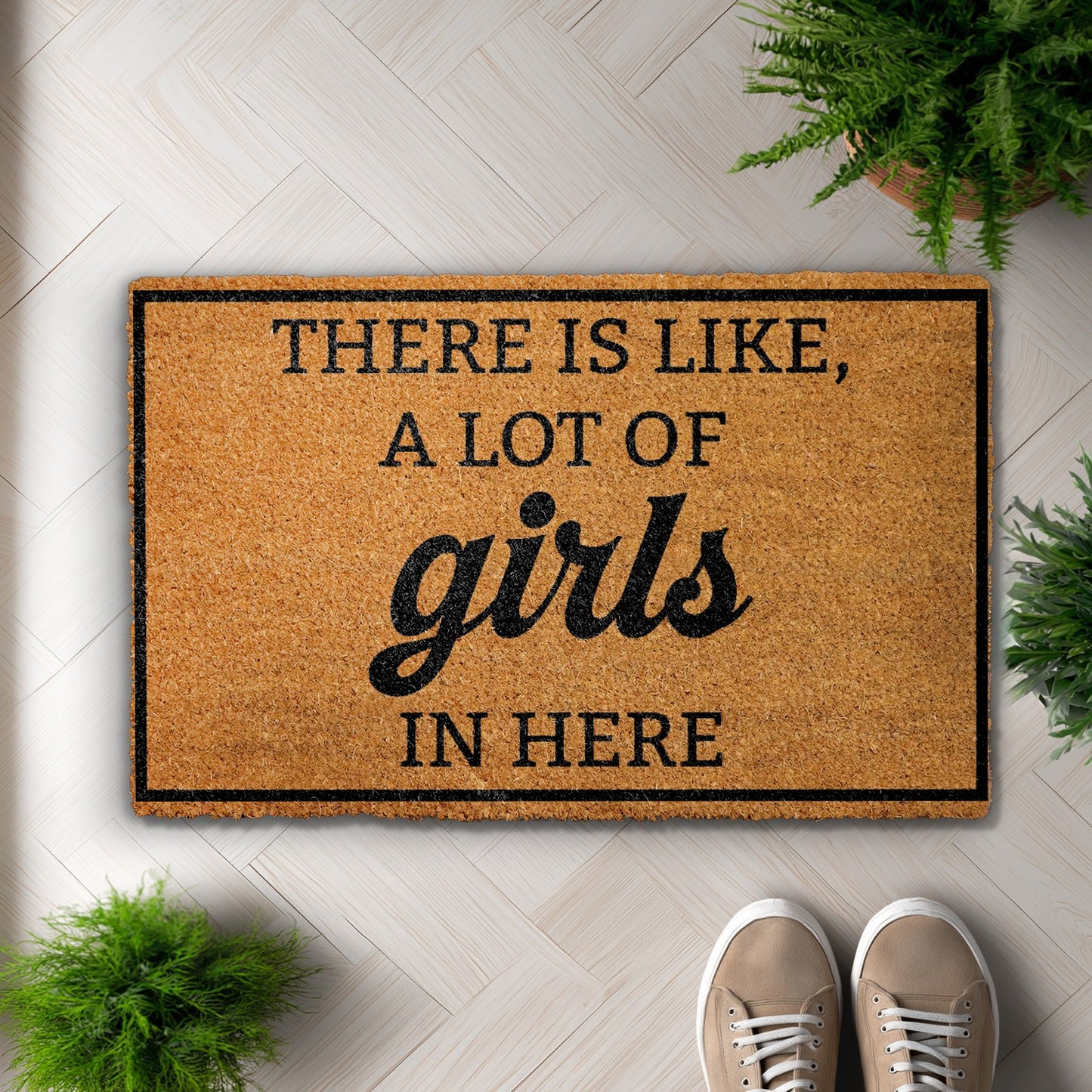 Custom Funny Girls Welcome Mat, Humorous Housewarming Entrance Gift