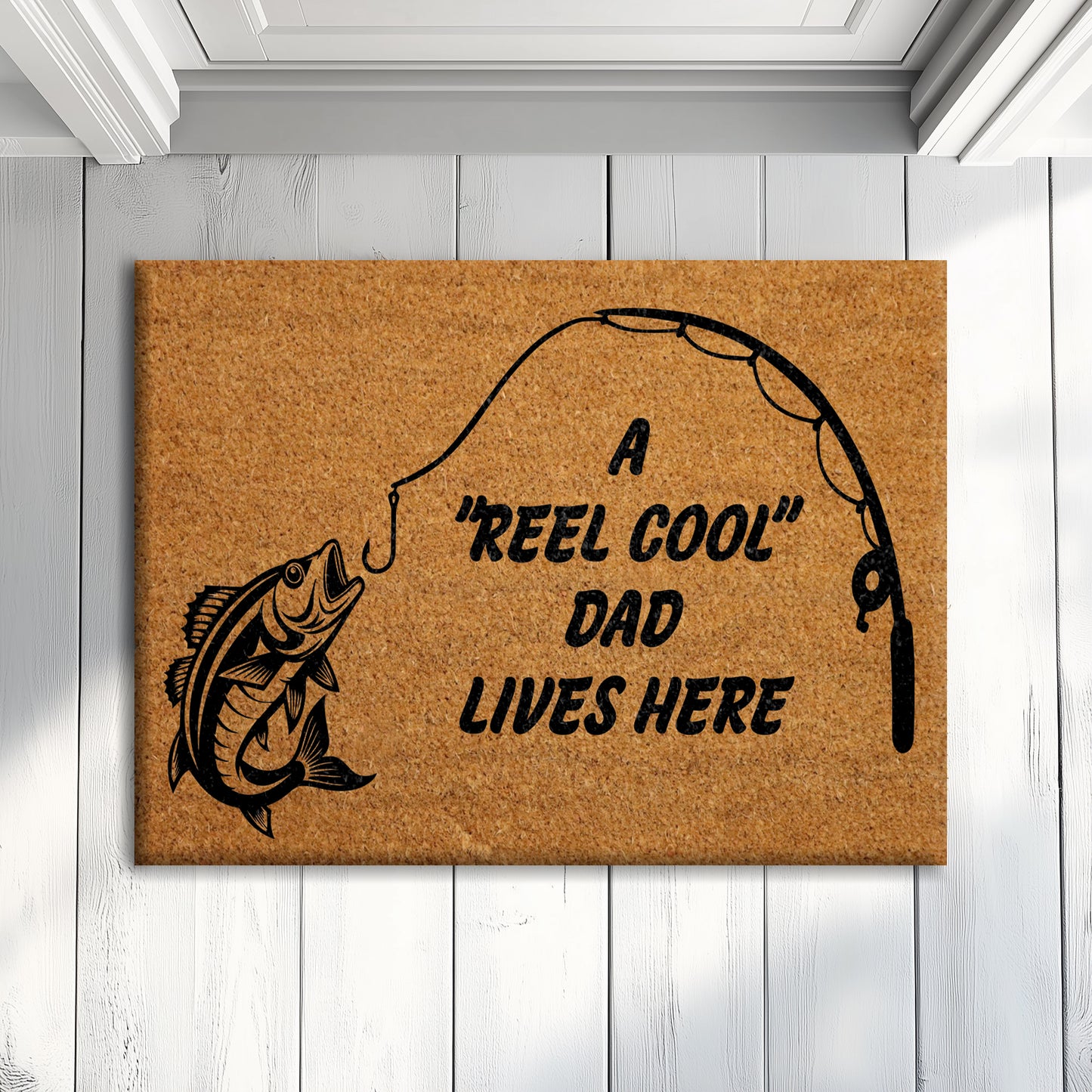 Reel Cool Dad Doormat: Funny Fishing Theme Rug, Father's Day Gift
