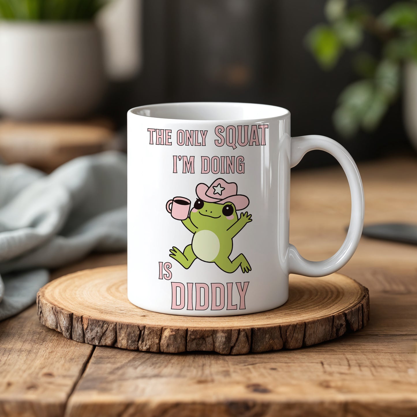 Lazy Workout Joke Mug, Funny Frog Coffee Cup, Gym Humor