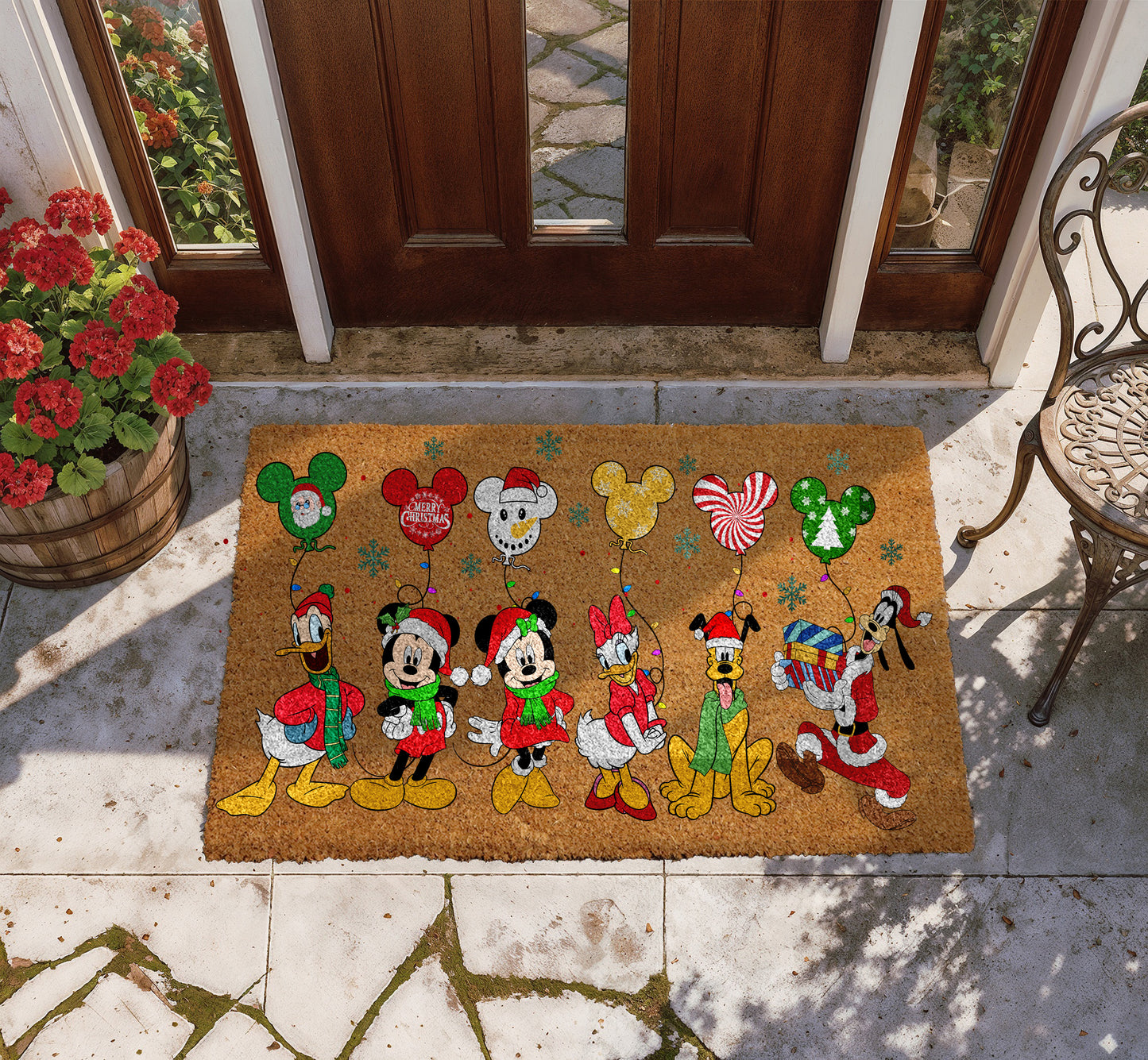 Festive Disney Mickey Christmas Doormat, Perfect Winter Front Porch Decor