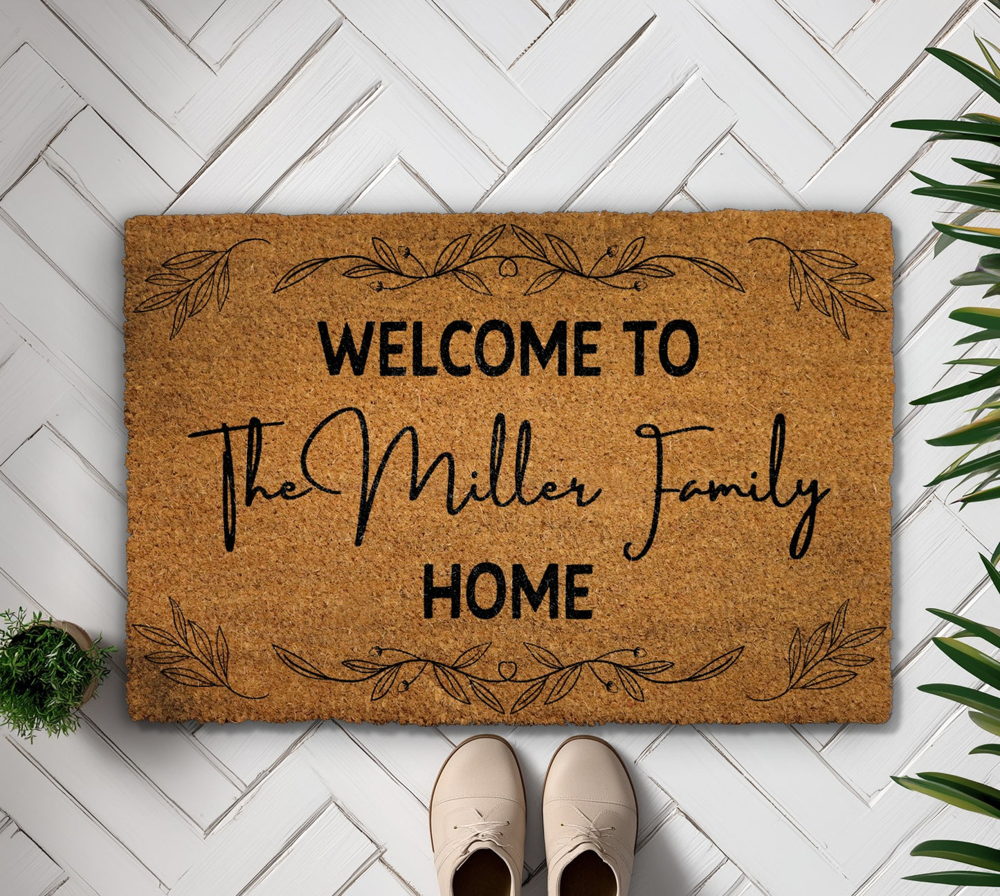 Personalized Family Name Doormat, Custom Last Name Front Porch Decor