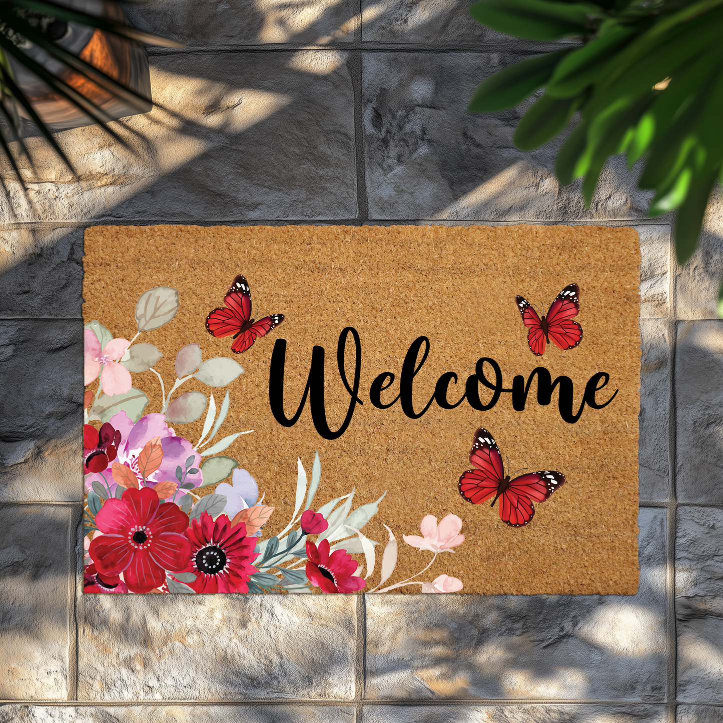 Floral Welcome Doormat, An Elegant Entryway Greeting for Your Home