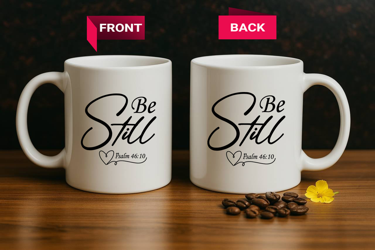 Psalm 46:10 Pottery Cup, Inspirational Christian Daily Mug, Faith Theme