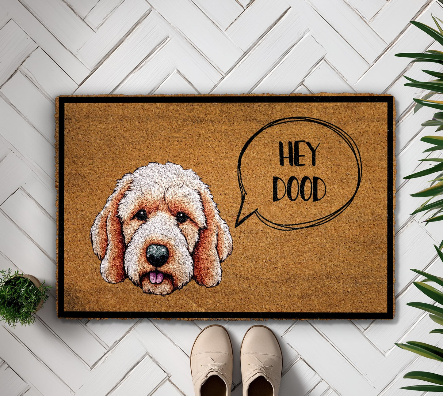 Goldendoodle Labrador Welcome Mat, Home Decor for Dog Lovers