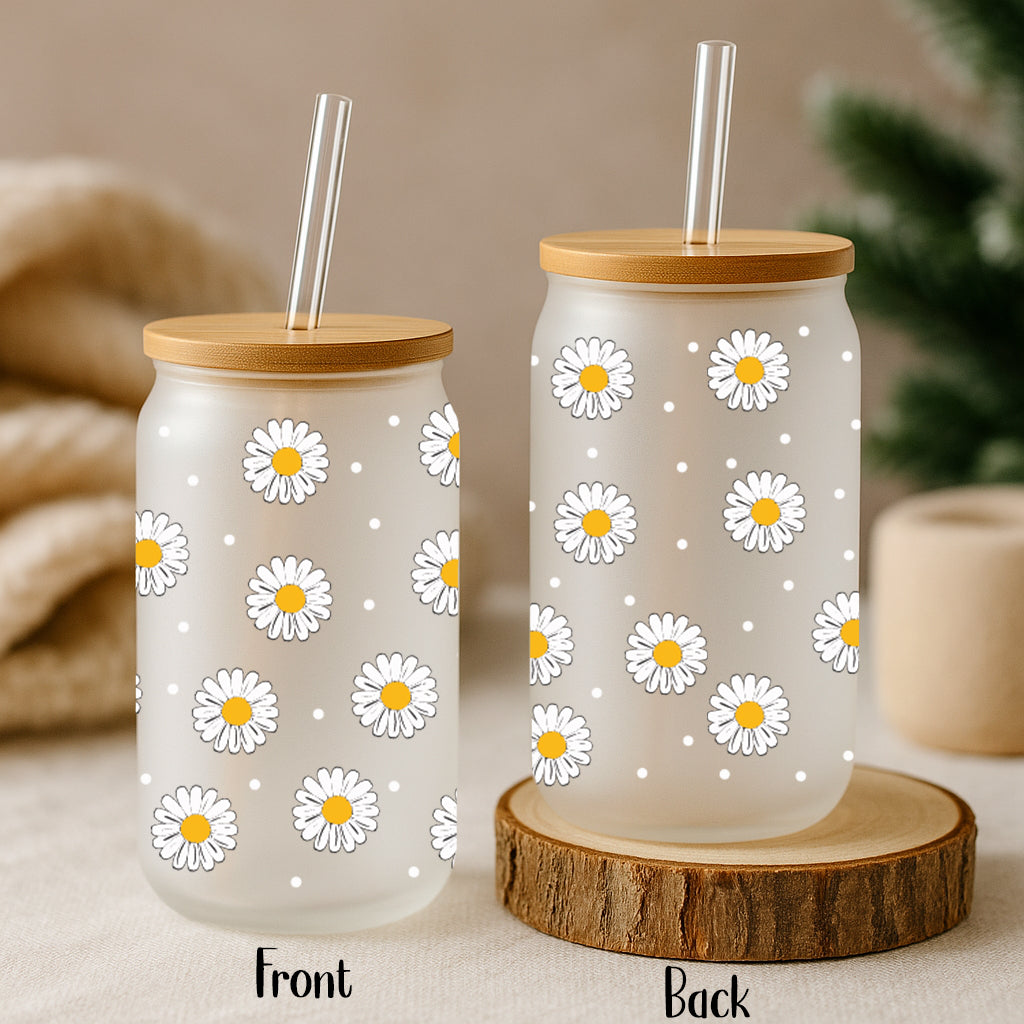 Floral Customizable Daisy Tumbler, Cute Eco-Friendly Iced Coffee Cup