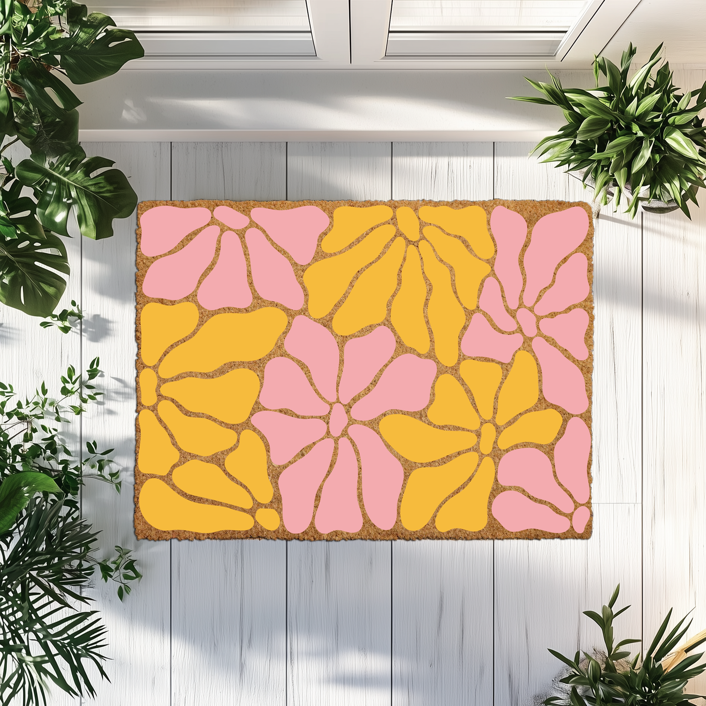 Floral Entryway Mat, Wedding Home Gift, Outdoor and Indoor Decor