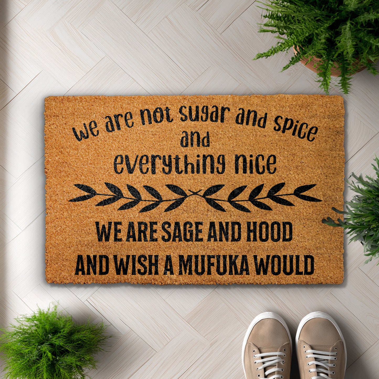 Sage and Hood Doormat: Witchy Vibes Home Decor, Funny Welcome Mat