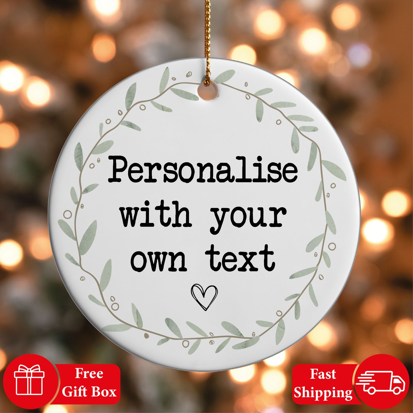 Personalized Christmas Ornament, Create Your Text Keepsake, Appreciation Decor